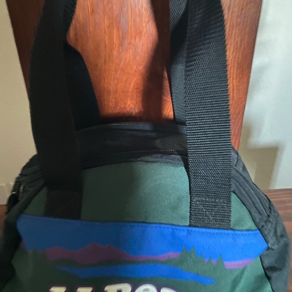 Vintage L.L. Bean Heritage Green Blue Mini Recycled Duffel Mountain Logo 20L Bag - Picture 5 of 15